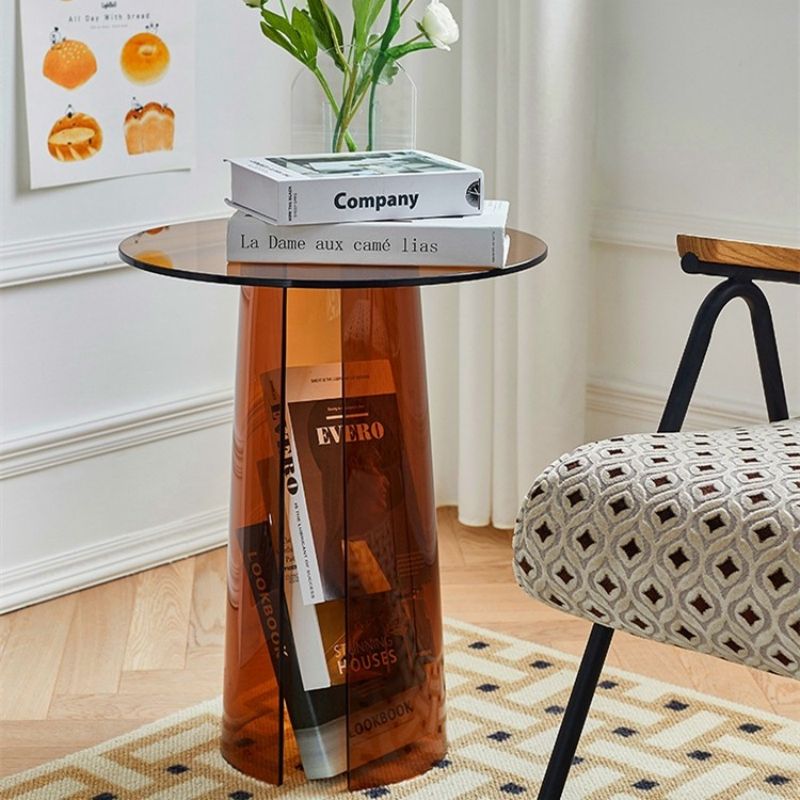 acrylic floor coffee table with shelf