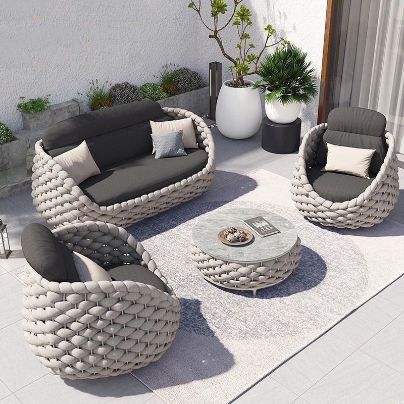 Outdoor Courtyard Sunroom Rattan Sofa Set