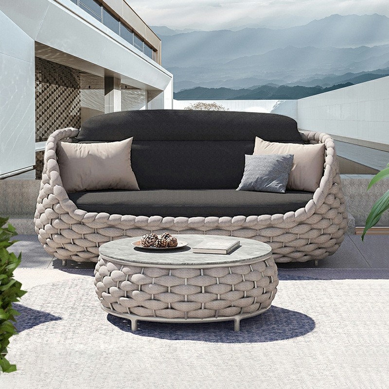 Outdoor Courtyard Sunroom Rattan Sofa Set