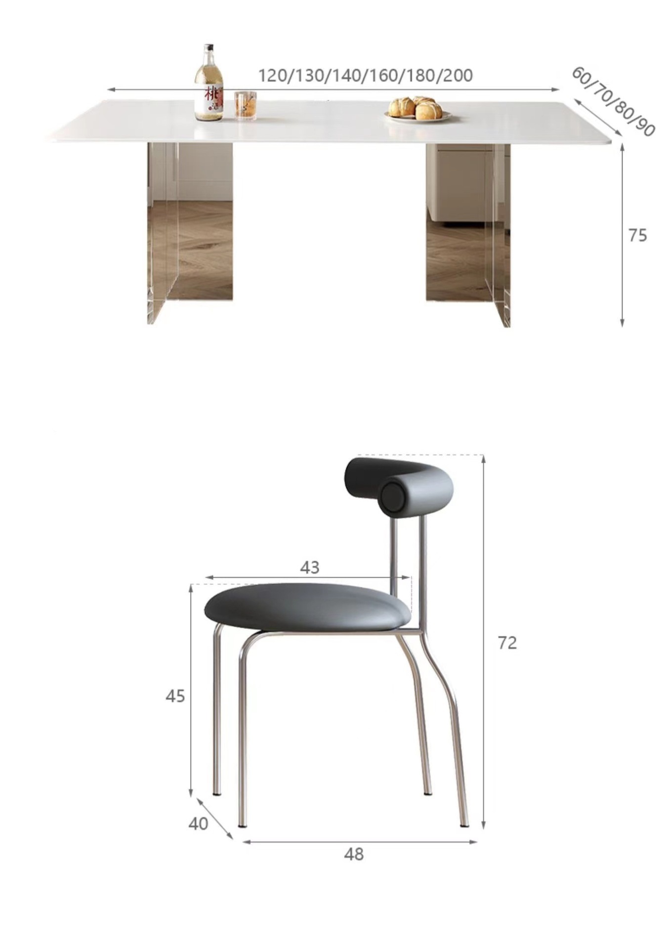 Acrylic Household Suspended Minimalist Dining Table
